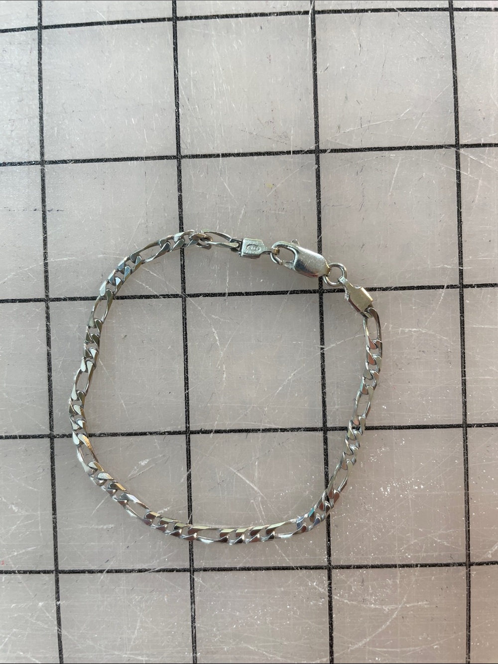 Sterling Silver Figaro Chain Bracelet - Shiny Silver